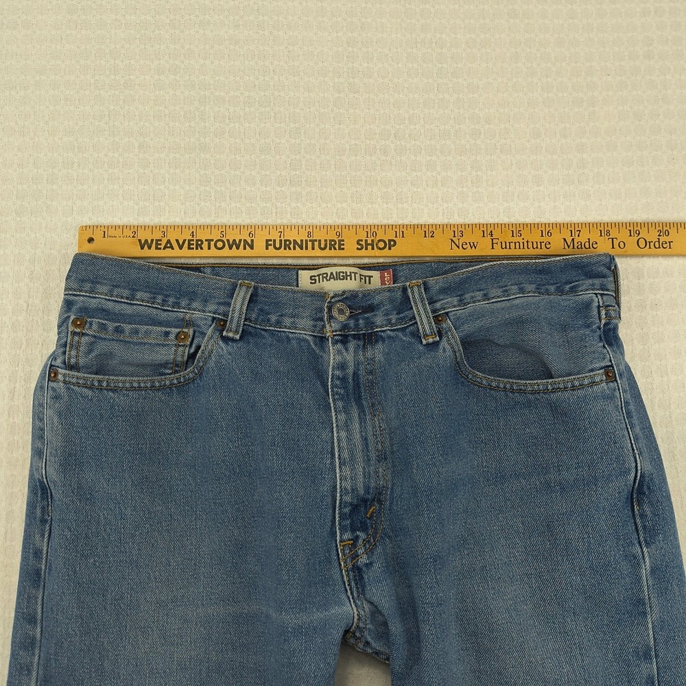Levis 505 Mens Straight Fit Blue Denim Jeans 36x32 Medium Wash Zip Fly Classic - Picture 12 of 16